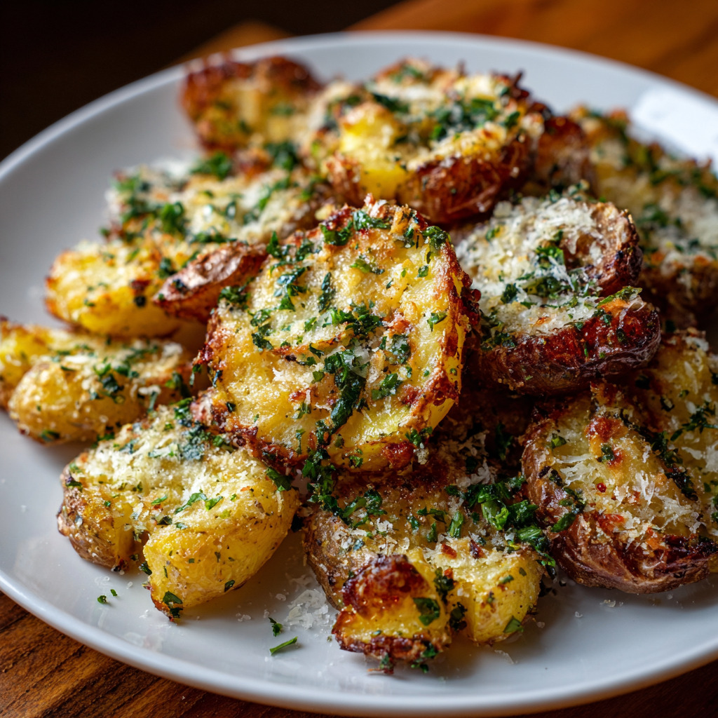 Crispy Smashed Parmesan Potatoes - Crispy Smashed Parmesan Potatoes