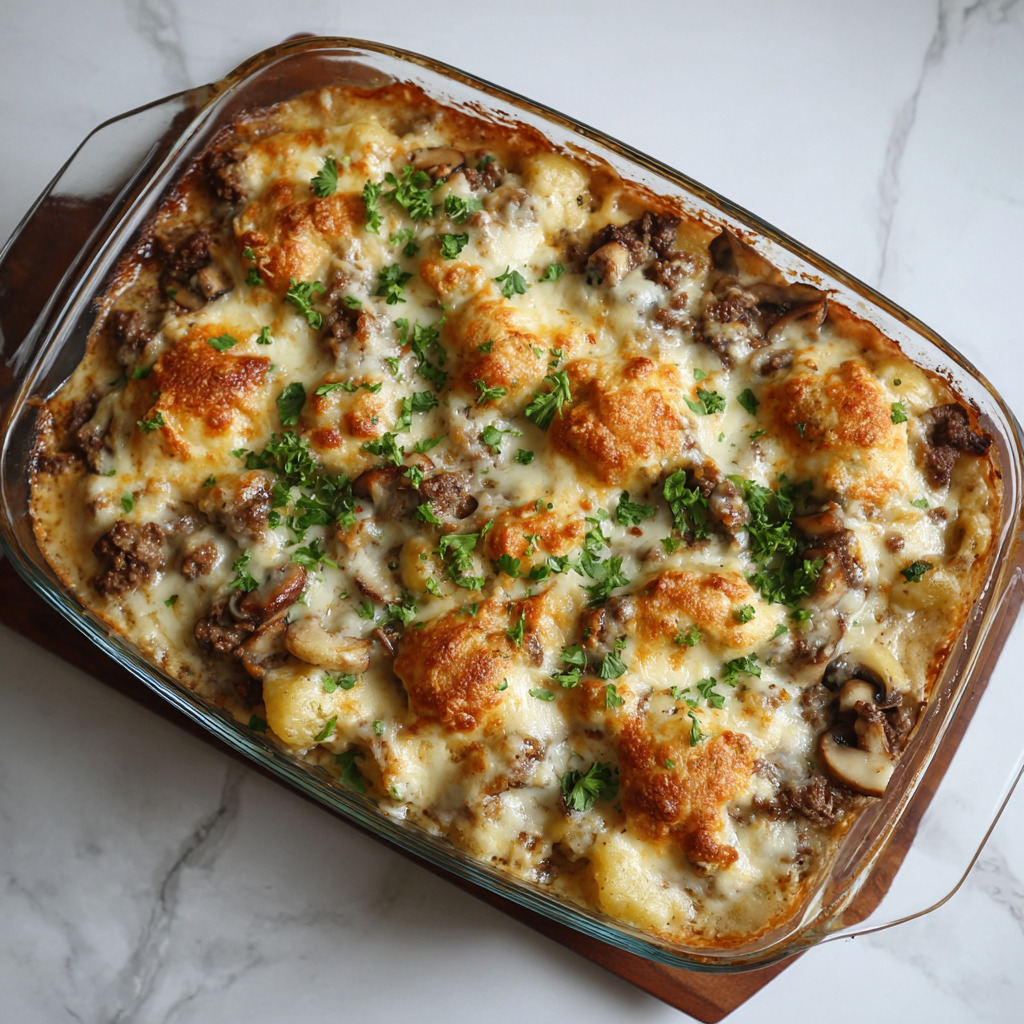 Savory Mushroom Beef Casserole - Mushroom Beef Casserole