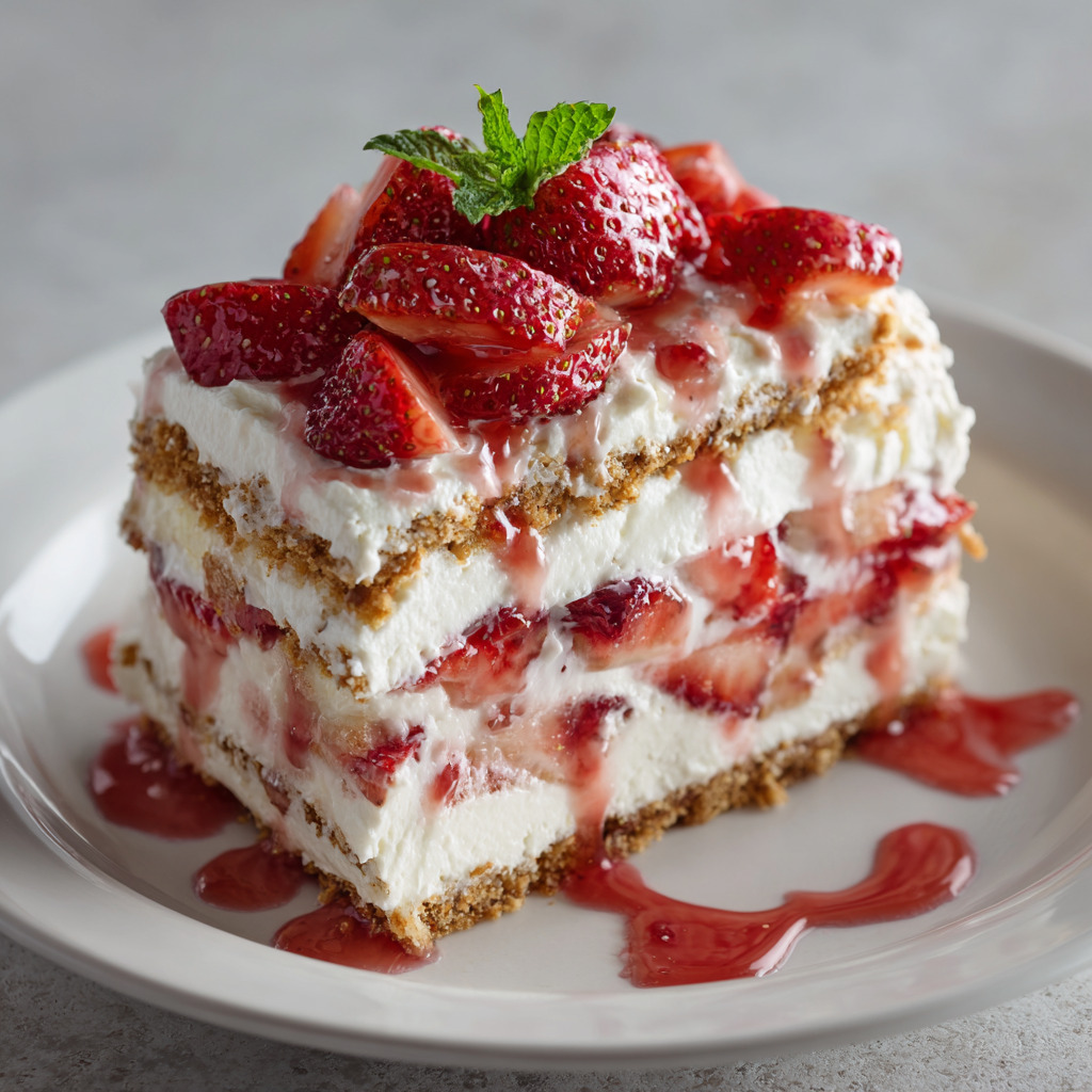 Strawberry Cream Cheese Icebox Cake - Strawberry Cream Cheese Icebox Cake