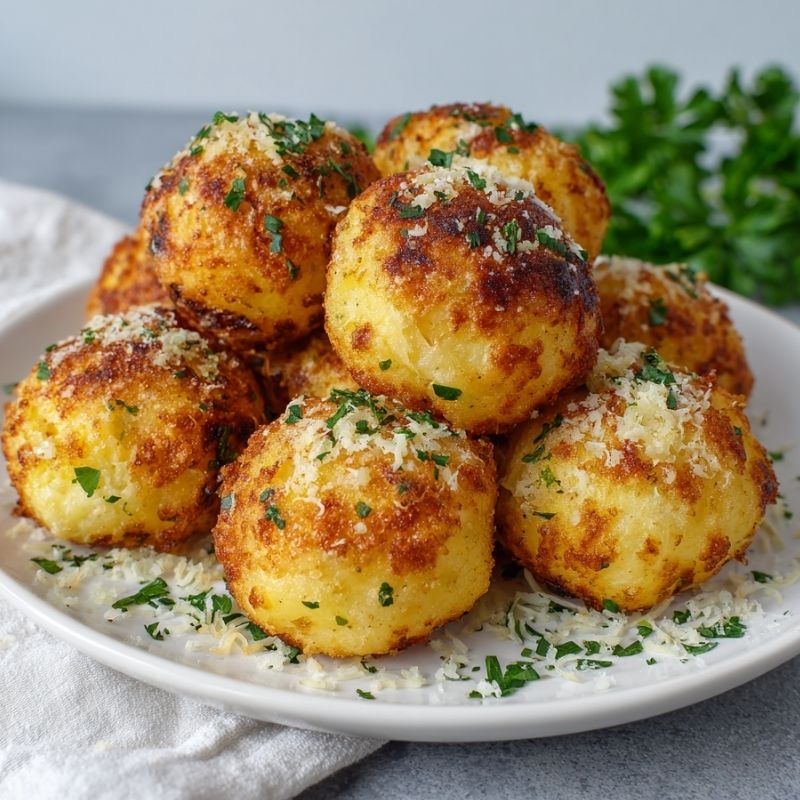Gooey Air Fryer Cheesy Mashed Potato Balls
