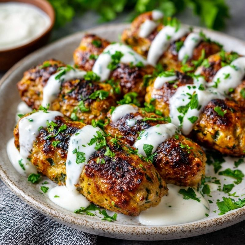 Zesty Chicken Kofta With Garlic Yogurt Sauce
