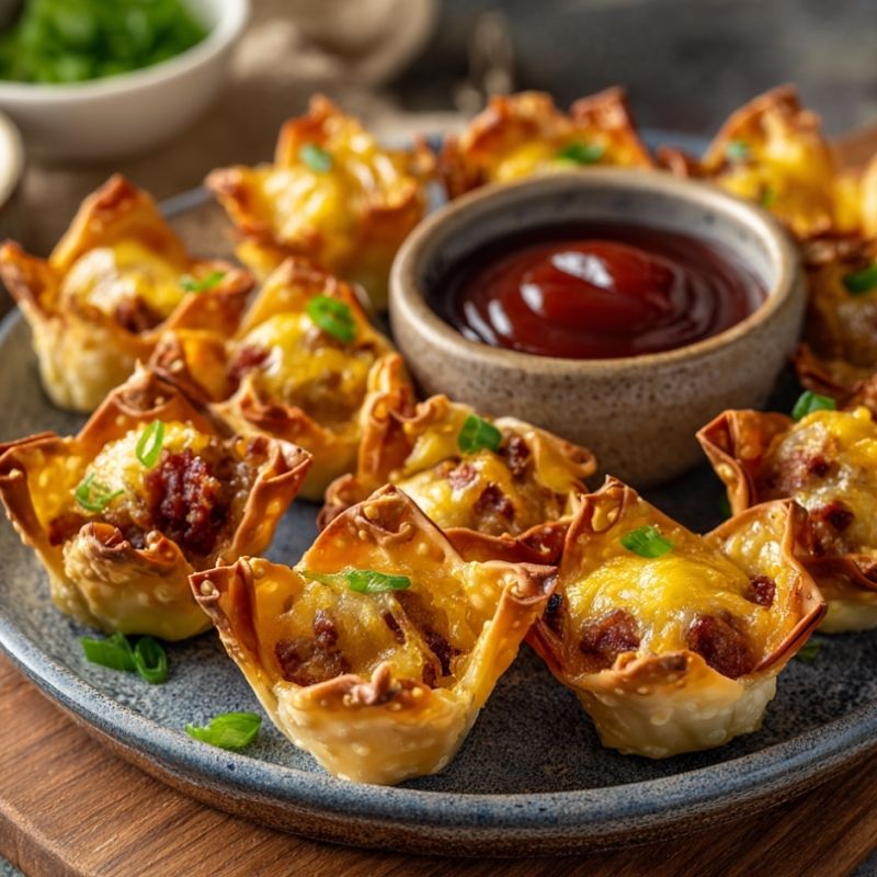 Delicious Baked Sausage And Cheese Mini Wontons
