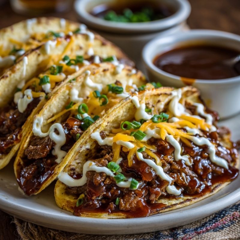 Tender Garlic Butter Honey BBQ Beef Tacos