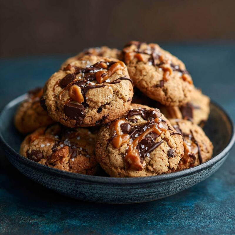 Peanut Butter Chocolate Caramel Cookies