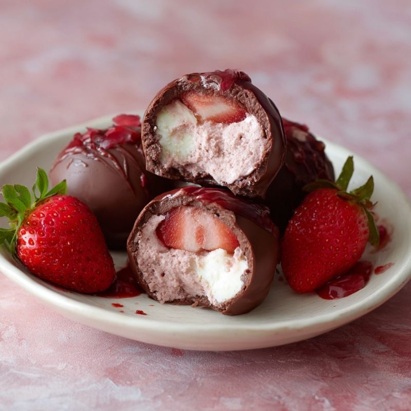 Wholesome Chocolate Strawberry Frozen Yogurt Bites