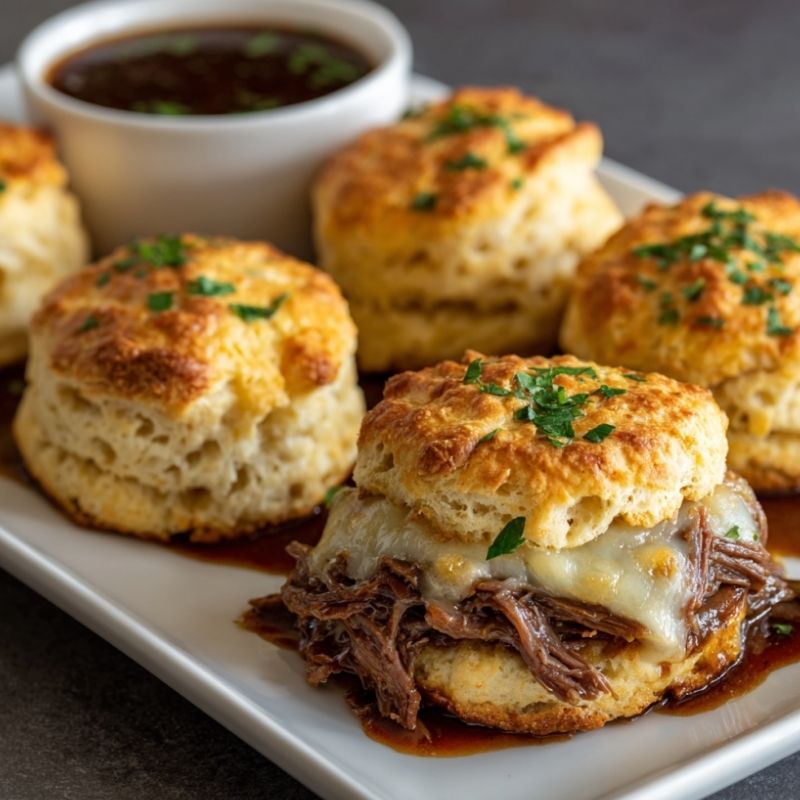 Hearty Baked French Dip Biscuits