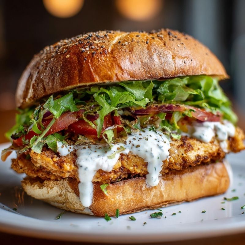 Zesty Chicken Sandwich With Garlic Mayo