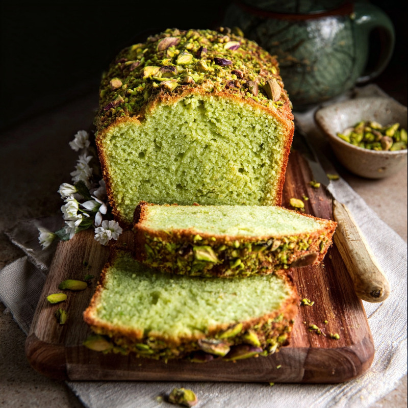 Luscious Pistachio Pudding Bread