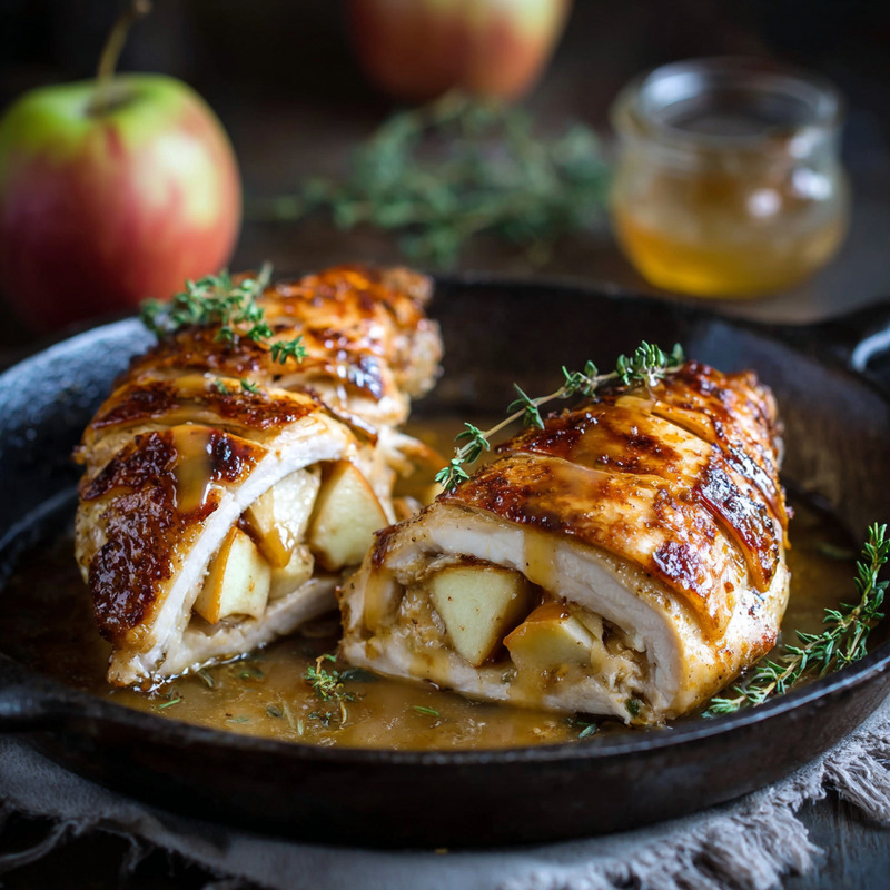 Delicious Apple and Brie Stuffed Chicken with Maple Dijon Glaze