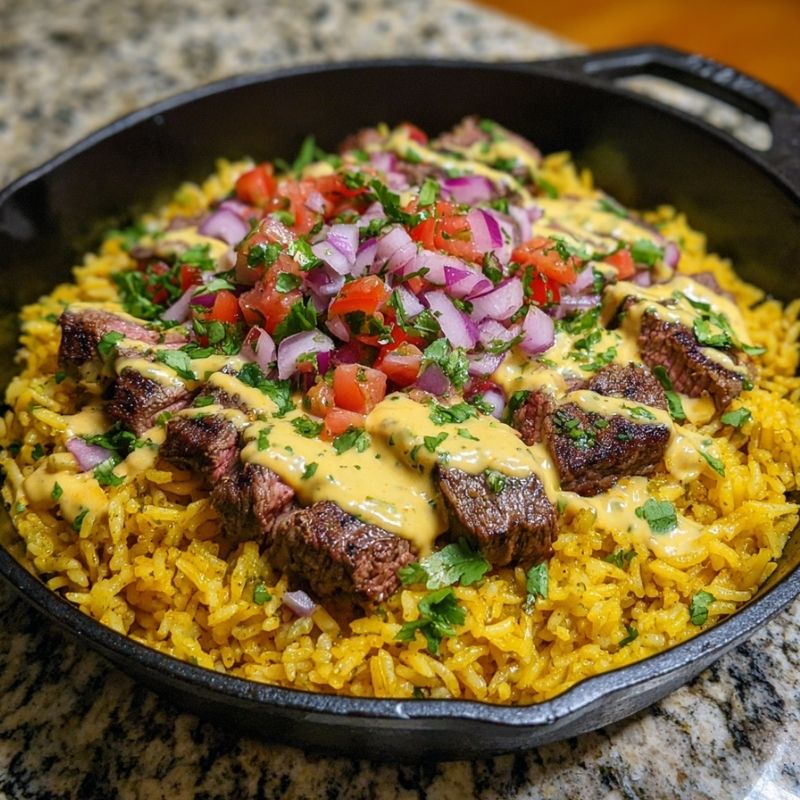 Flavor-Packed Steak Queso Rice