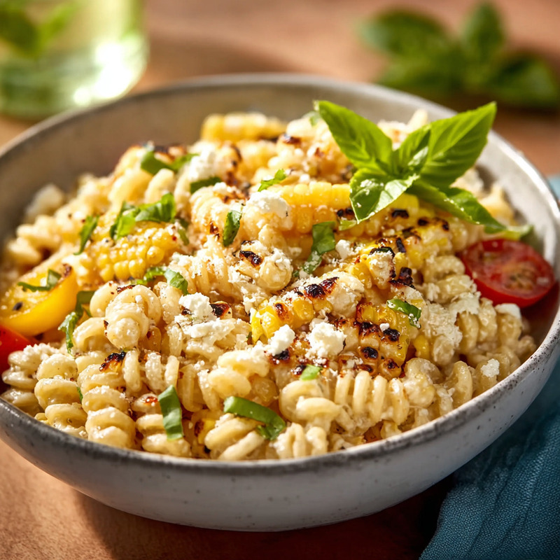 Cheesy Street Corn Pasta Salad