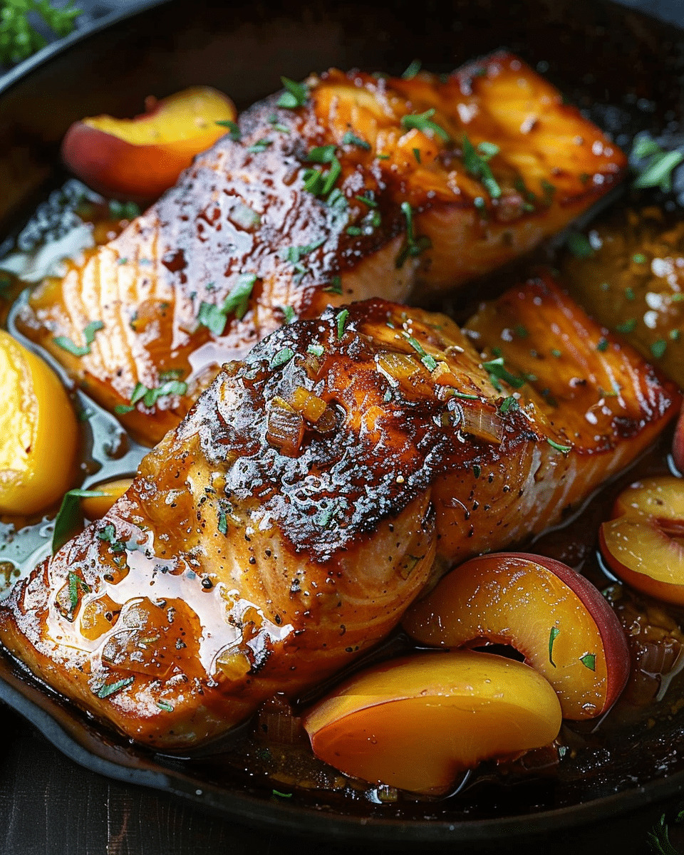 Flavorful Bourbon Peach Roasted Salmon