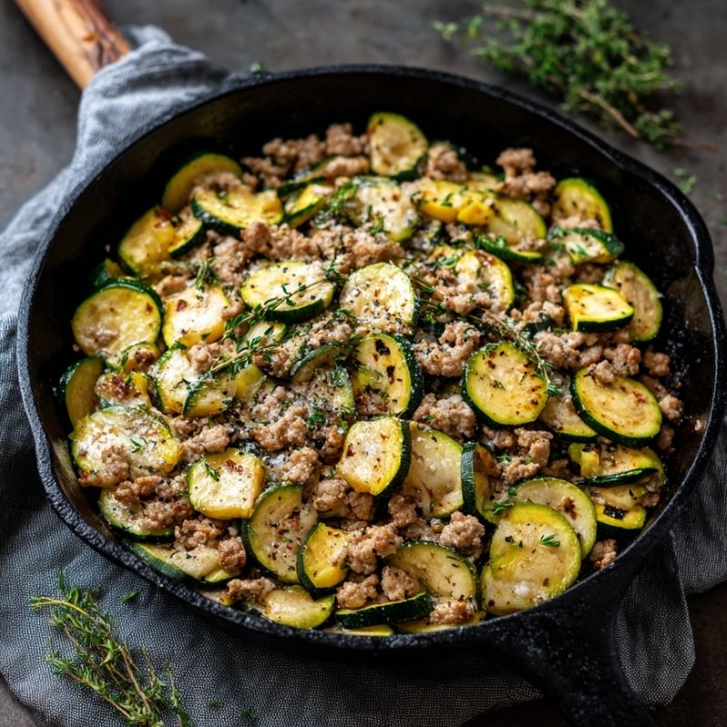 Easy Ground Turkey And Zucchini Skillet