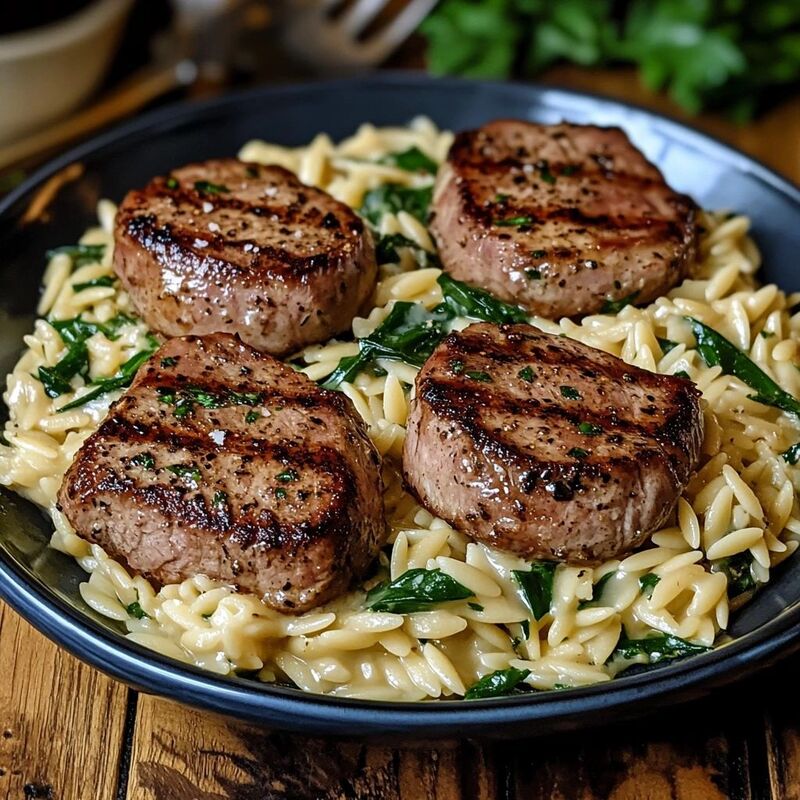 Flavorful Pork Tenderloin Medallions With Orzo
