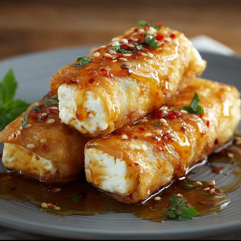 Irresistible Oven-Fried Feta Rolls With Chili Honey