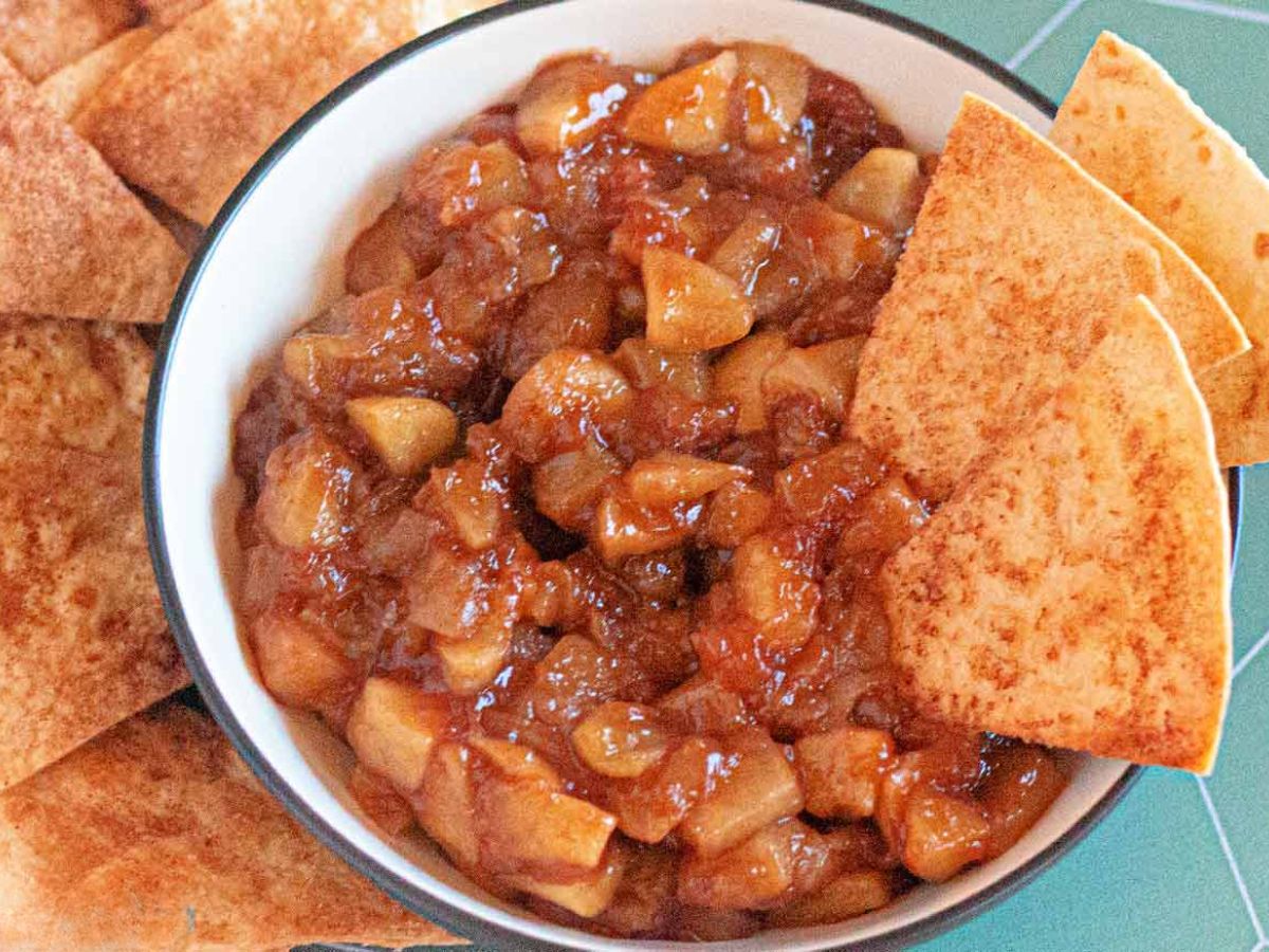 Delightful Apple Pie Dip With Cinnamon Sugar Tortilla Chips