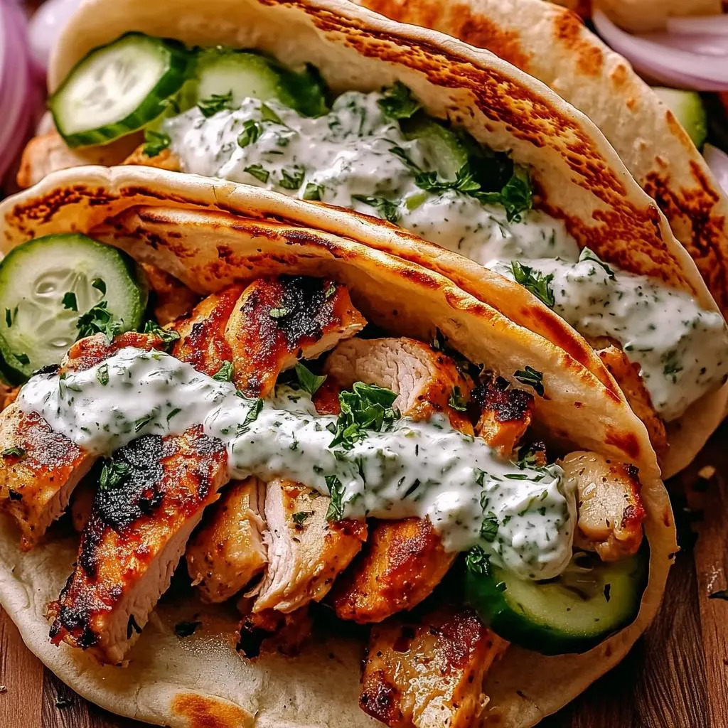 Aromatic Chicken Gyros With Creamy Feta Tzatziki