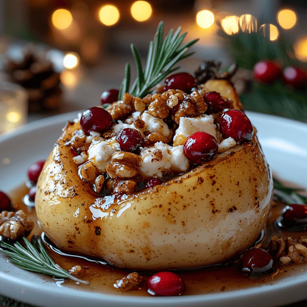 Festive Baked Apples With Feta, Honey, And Cranberries