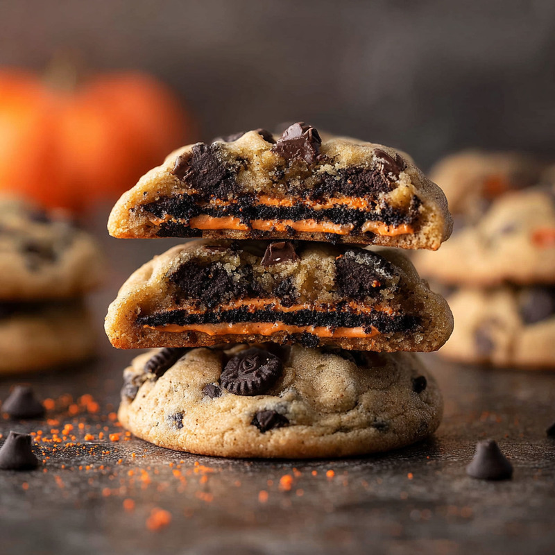 Magical Halloween Oreo Stuffed Chocolate Chip Cookies