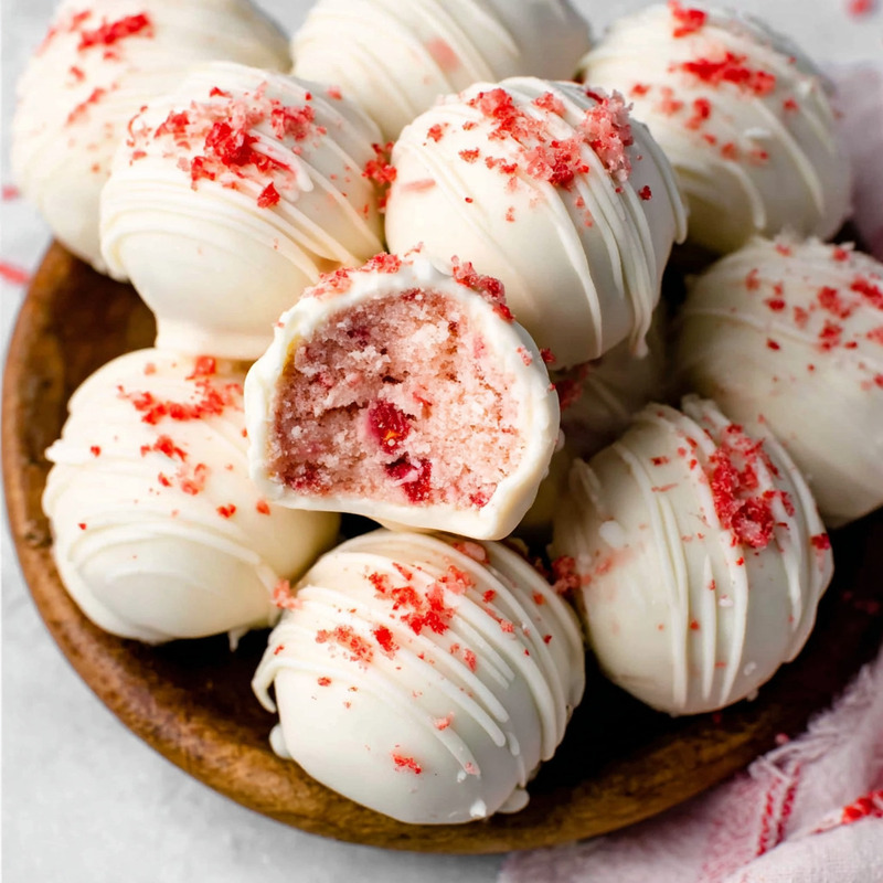 Exquisite White Chocolate Strawberry Truffles