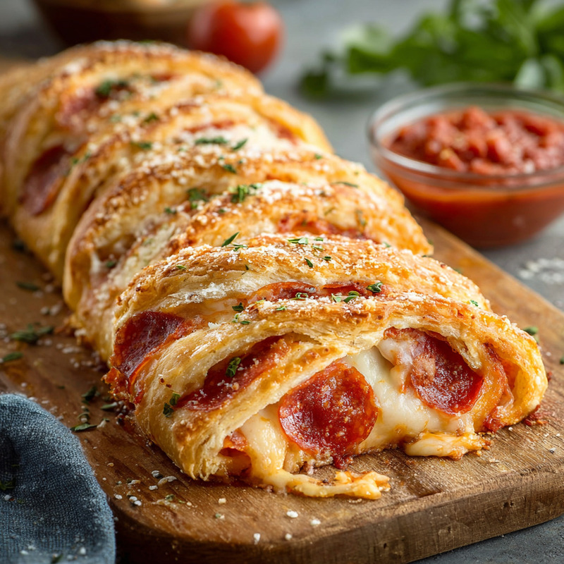 Flaky Cheesy Pepperoni Stromboli