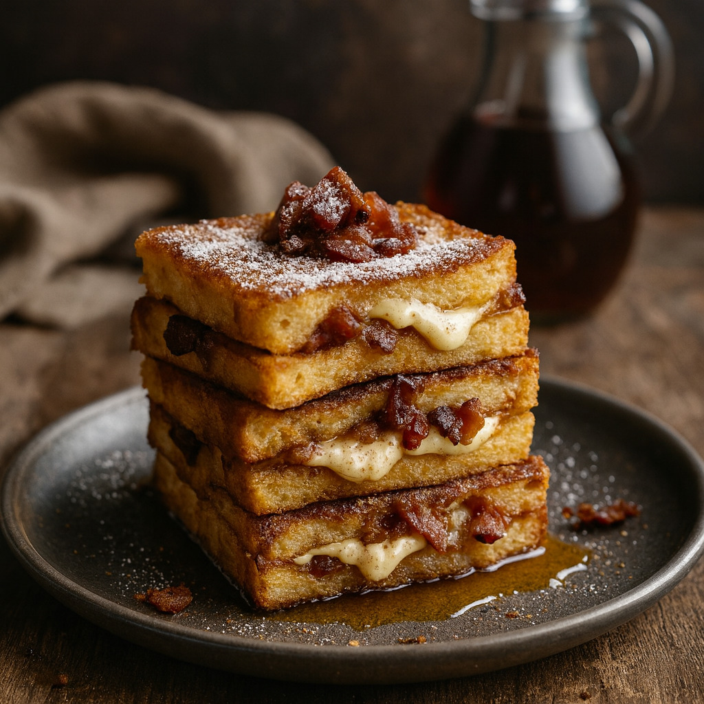 Irresistible Bourbon Maple Bacon Stuffed French Toast