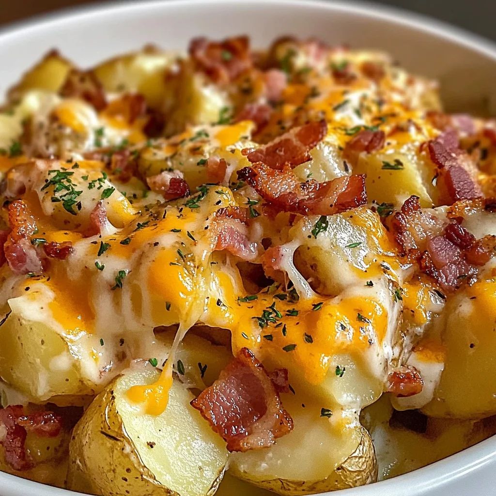 Zesty Cheddar Bacon Ranch Potato Salad