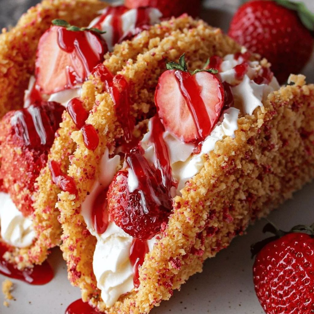Whimsical Strawberry Crunch Cheesecake Tacos