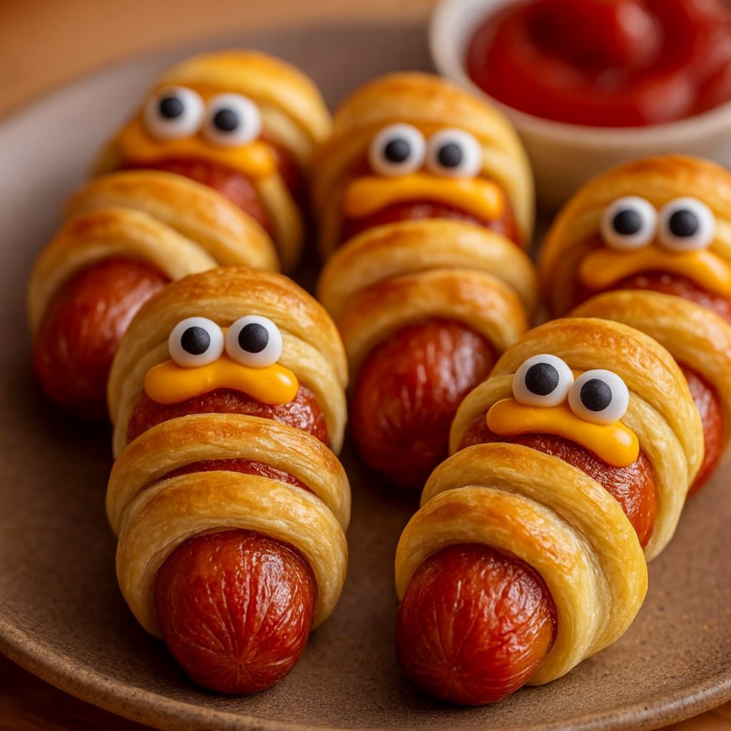 Cheesy Mummy Hot Dogs