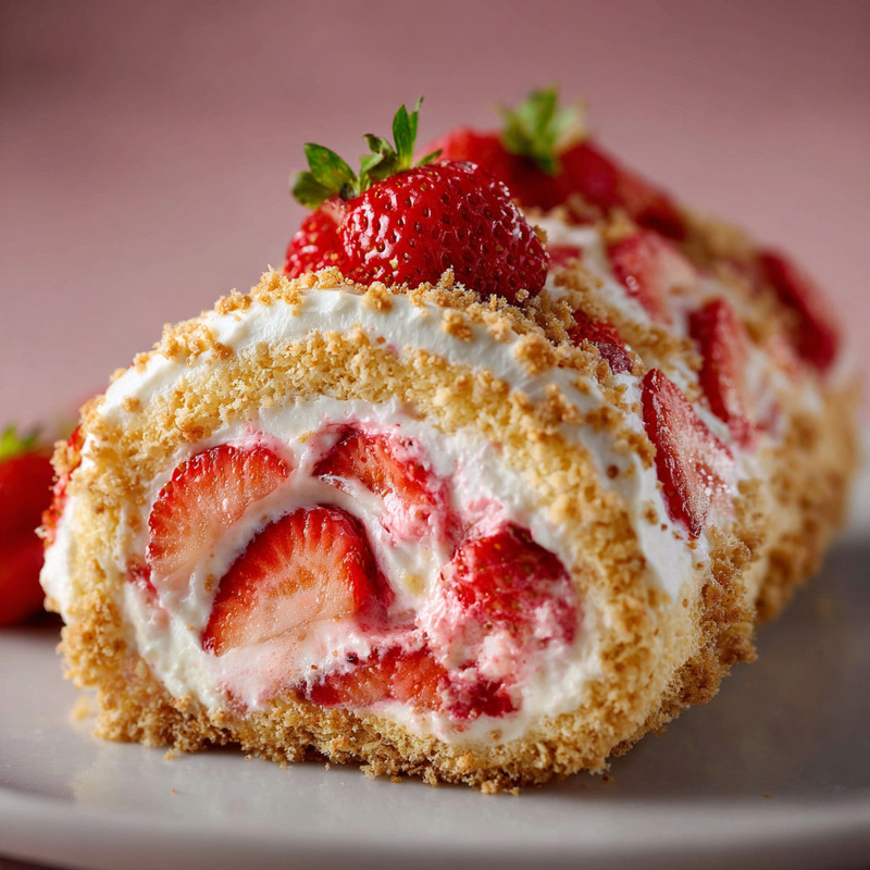 Fluffy Strawberry Cheesecake Roll