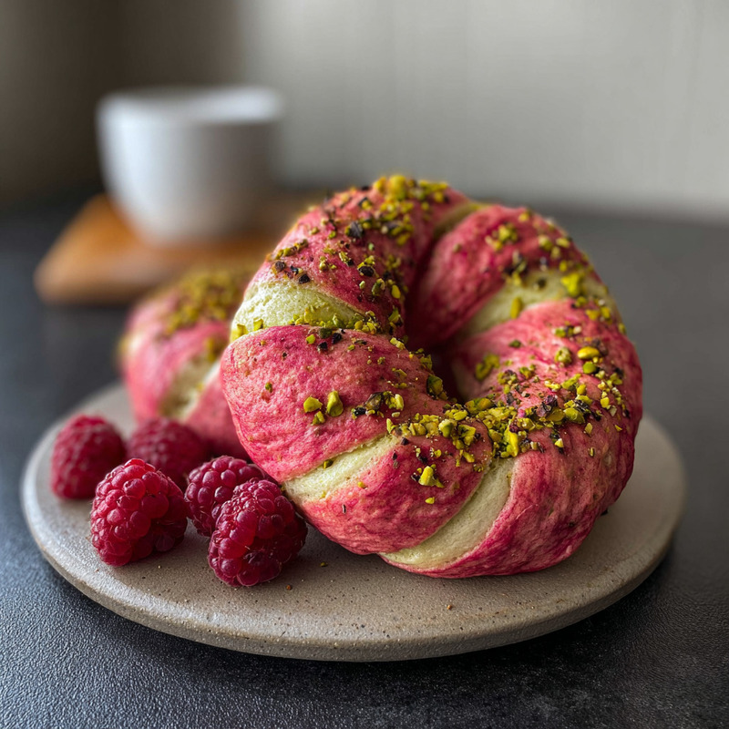 Gourmet Raspberry Pistachio Sourdough Bagels