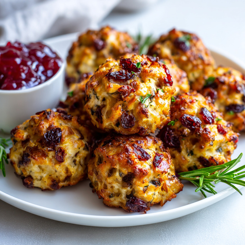 Delicious Festive Cranberry Turkey Stuffing Balls