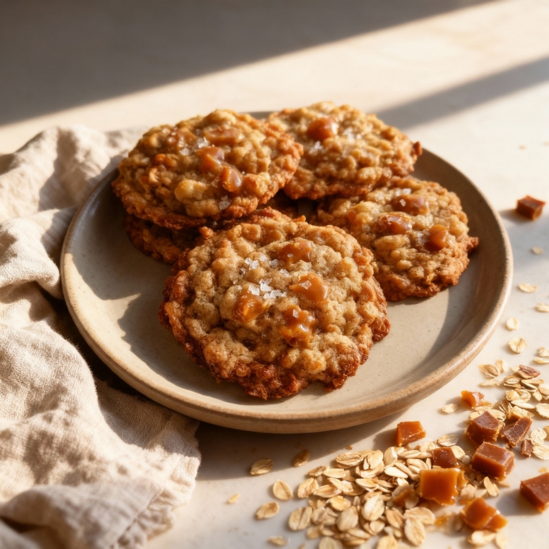 Chewy Salted Toffee Oatmeal Cookies