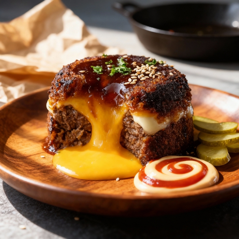 Stuffed Cheeseburger Lava Cake