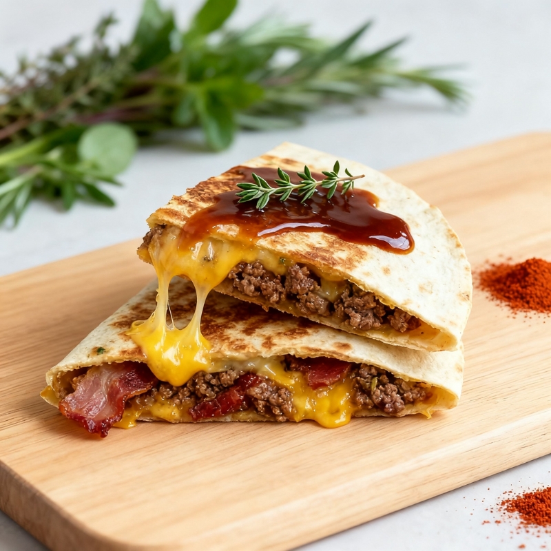 Hearty Bacon Cheeseburger Quesadillas - PP373 Thumb Hearty Bacon Cheeseburger Quesadillas
