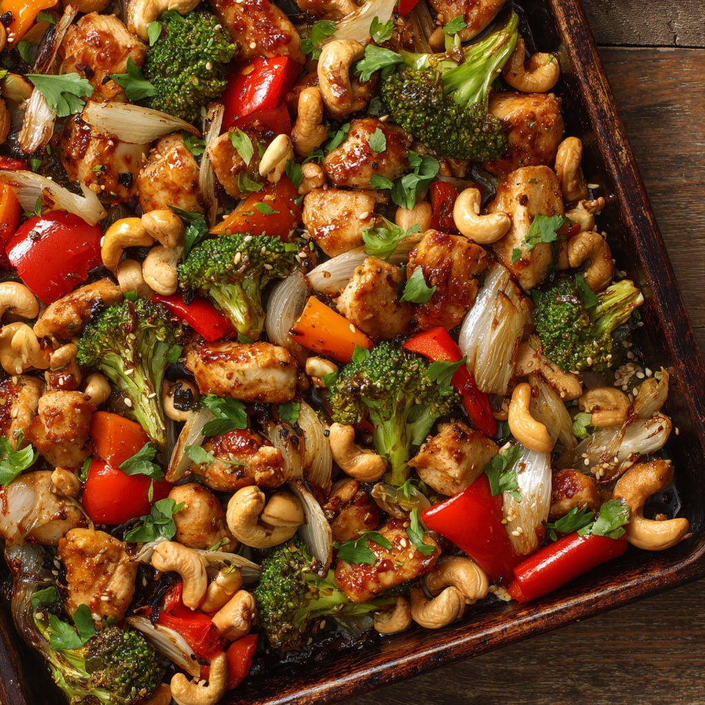 Healthy Sheet Pan Cashew Chicken