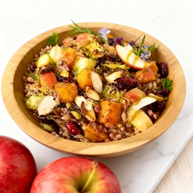 Seasonal Rice Harvest Bowls With Fig Balsamic Vinaigrette