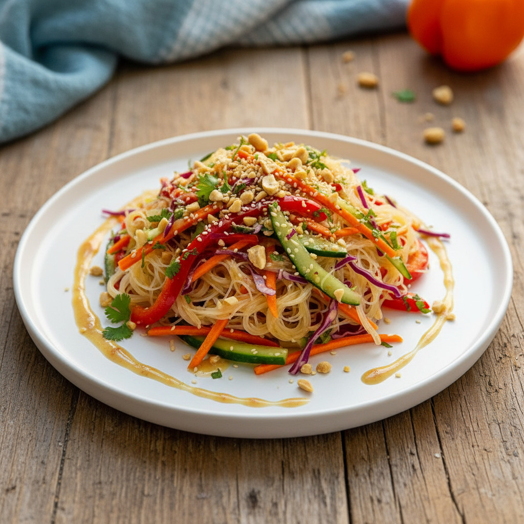 Wholesome Spring Roll Salad With Spicy Ginger Dressing
