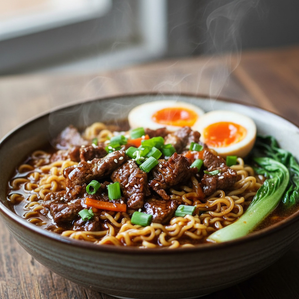 Aromatic Slow Cooker Beef Ramen Noodles