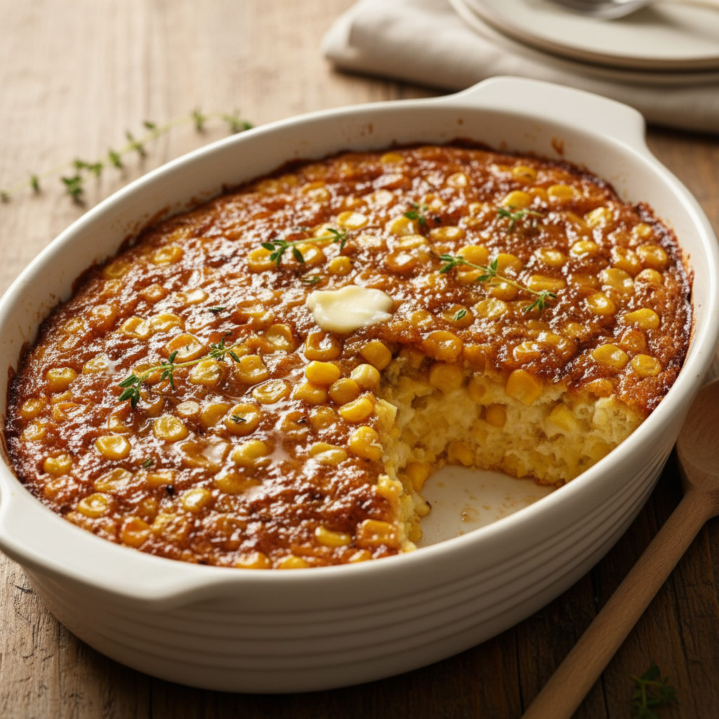 Velvety Honey Glazed Corn Casserole