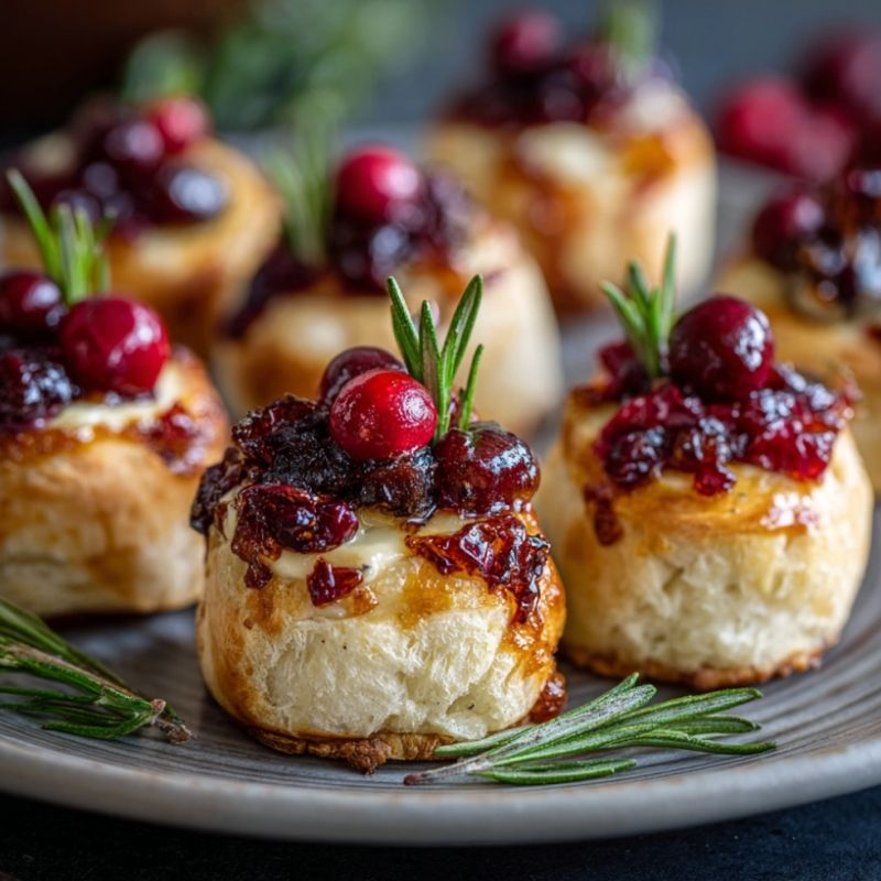 Festive Baked Cranberry Brie Bites