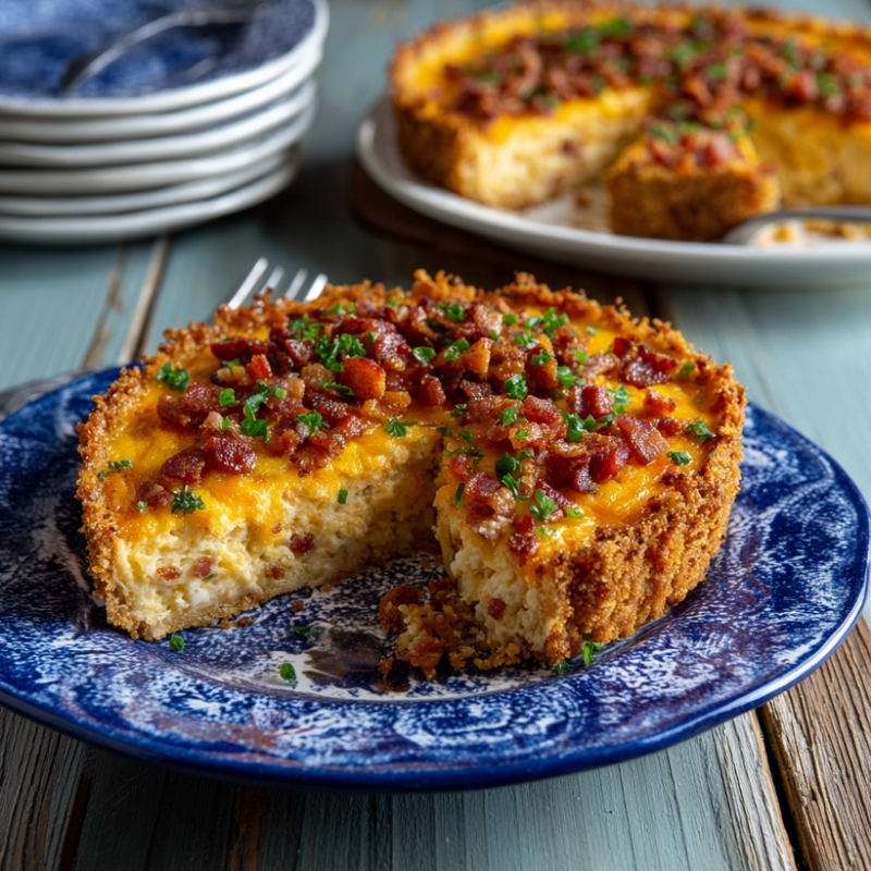 Crispy Hash Brown Crust Bacon And Cheddar Quiche