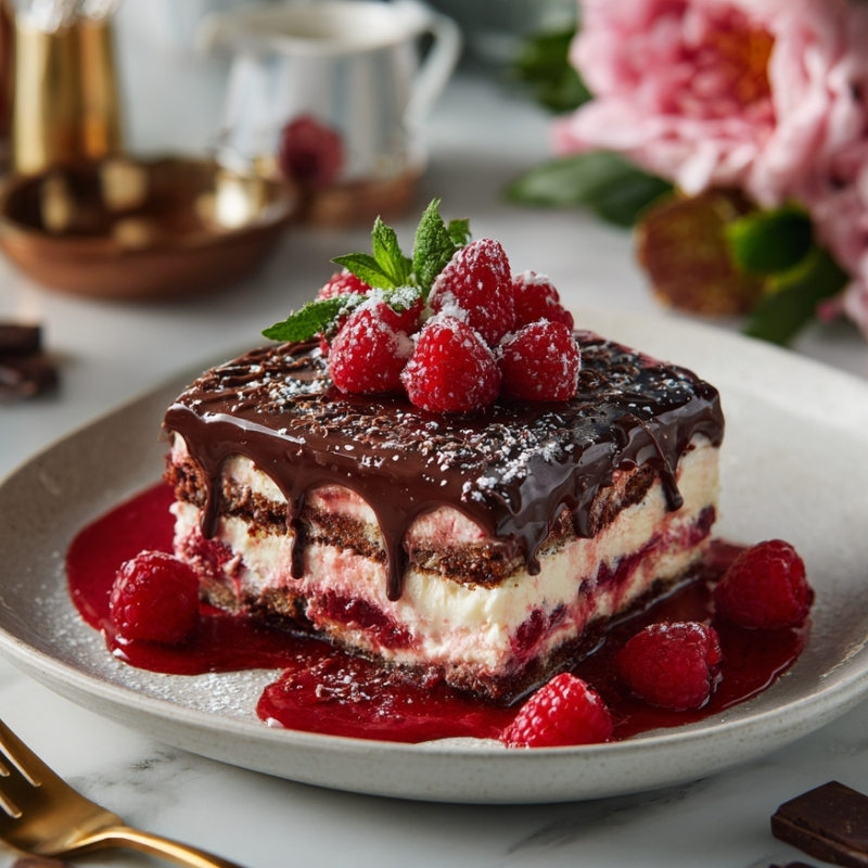 Decadent Raspberry Chocolate Lasagna Dessert