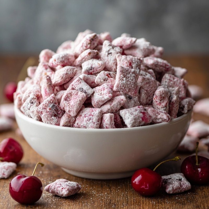 Sweet Cherry Cheesecake Puppy Chow