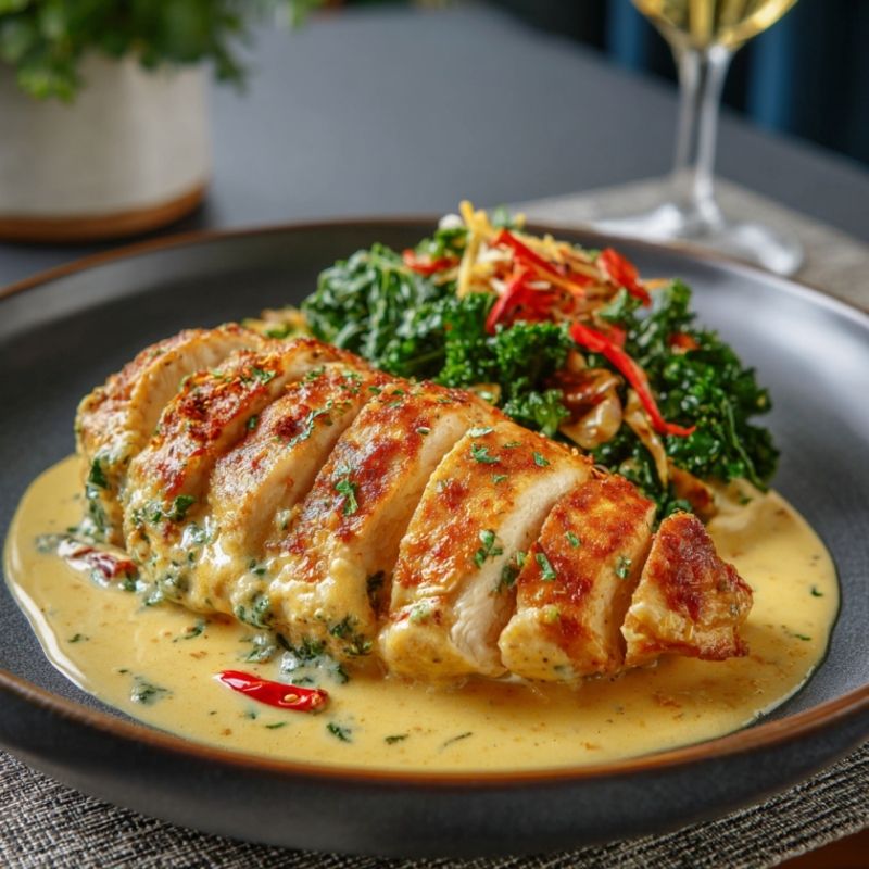 Creamy Spicy Garlic-Parmesan Chicken Fillet
