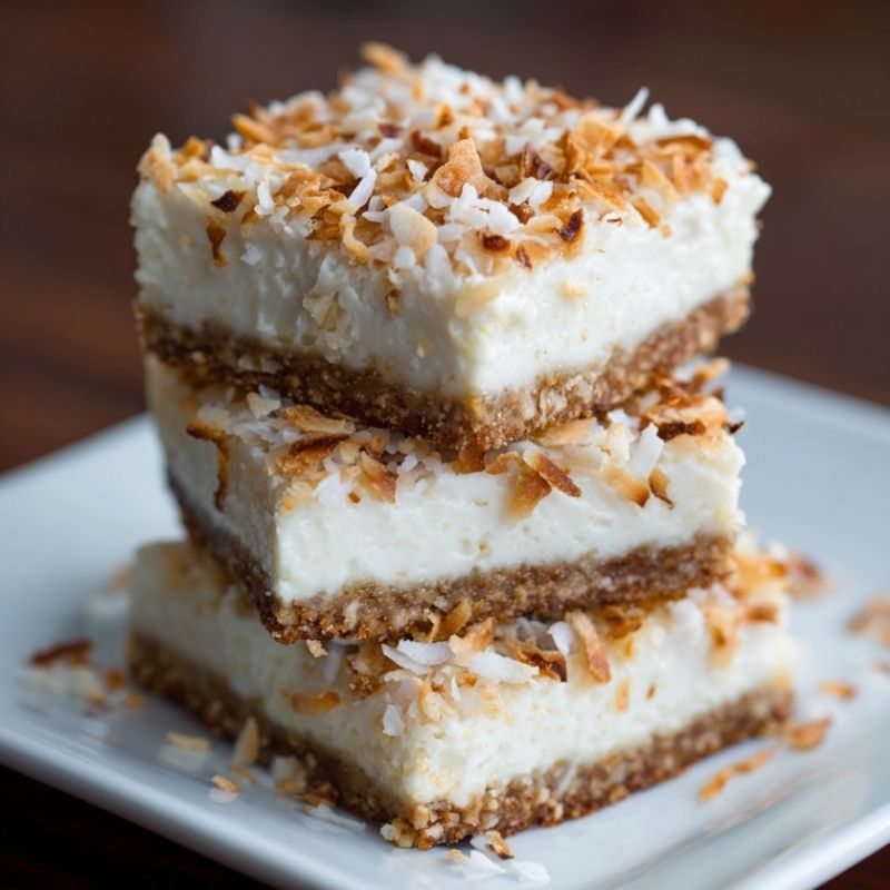 Light Coconut Cheesecake Bars