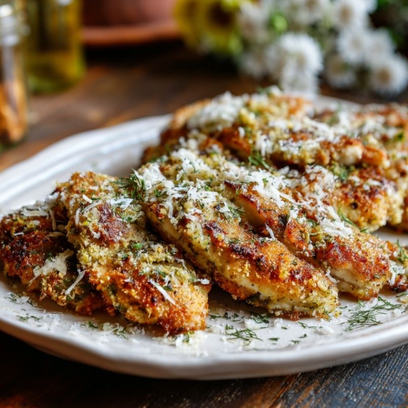 Crispy Dill Pickle Parmesan Chicken