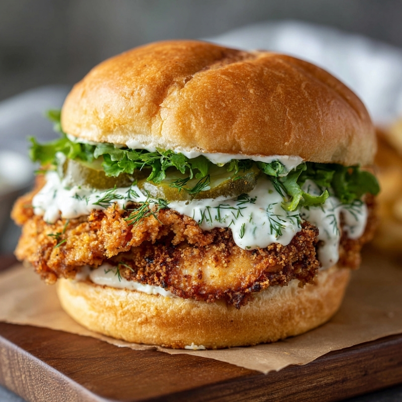 Crispy Air Fryer Dill Chicken Sandwich - PP579 Thumb Crispy Air Fryer Dill Chicken Sandwich