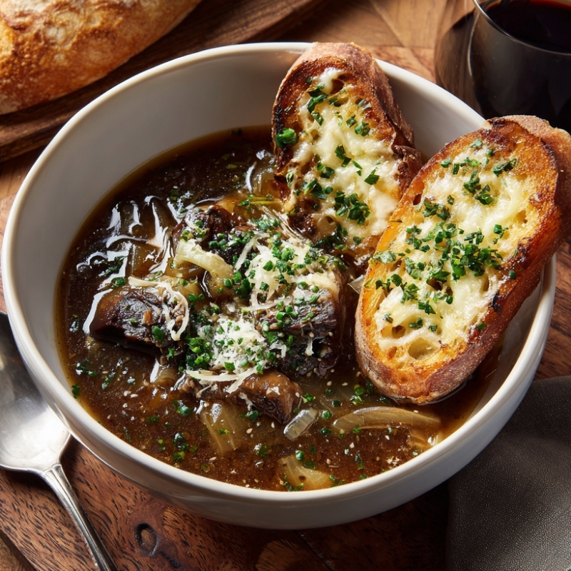 Rich French Onion Short Rib Soup With Gruyère Toast - PP589 Thumb Rich French Onion Short Rib Soup With Gruyere Toast