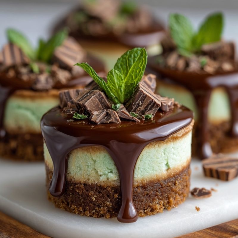 Creamy Andes Mint Mini Cheesecakes